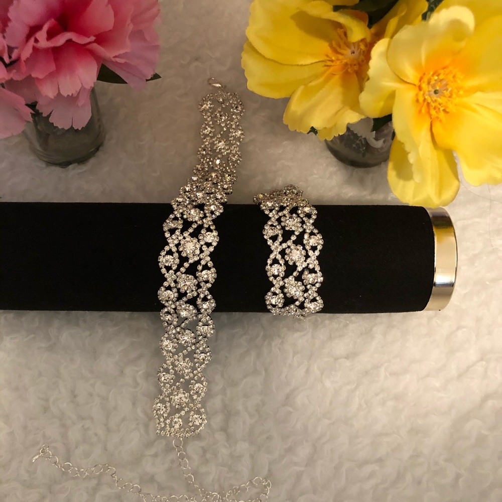 Elegant rhinestone necklace &bracelet